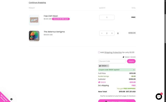 CMY Cubes checkout page showing CMY Cubes discount code box | Screenshot taken by SimplyCodes community member on Sep 9, 2025
