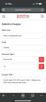 CASSIE coupon verification screenshot
