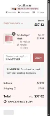 SUMMERSALE coupon verification screenshot