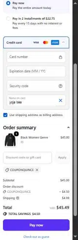 COUPONQUINCE coupon verification screenshot