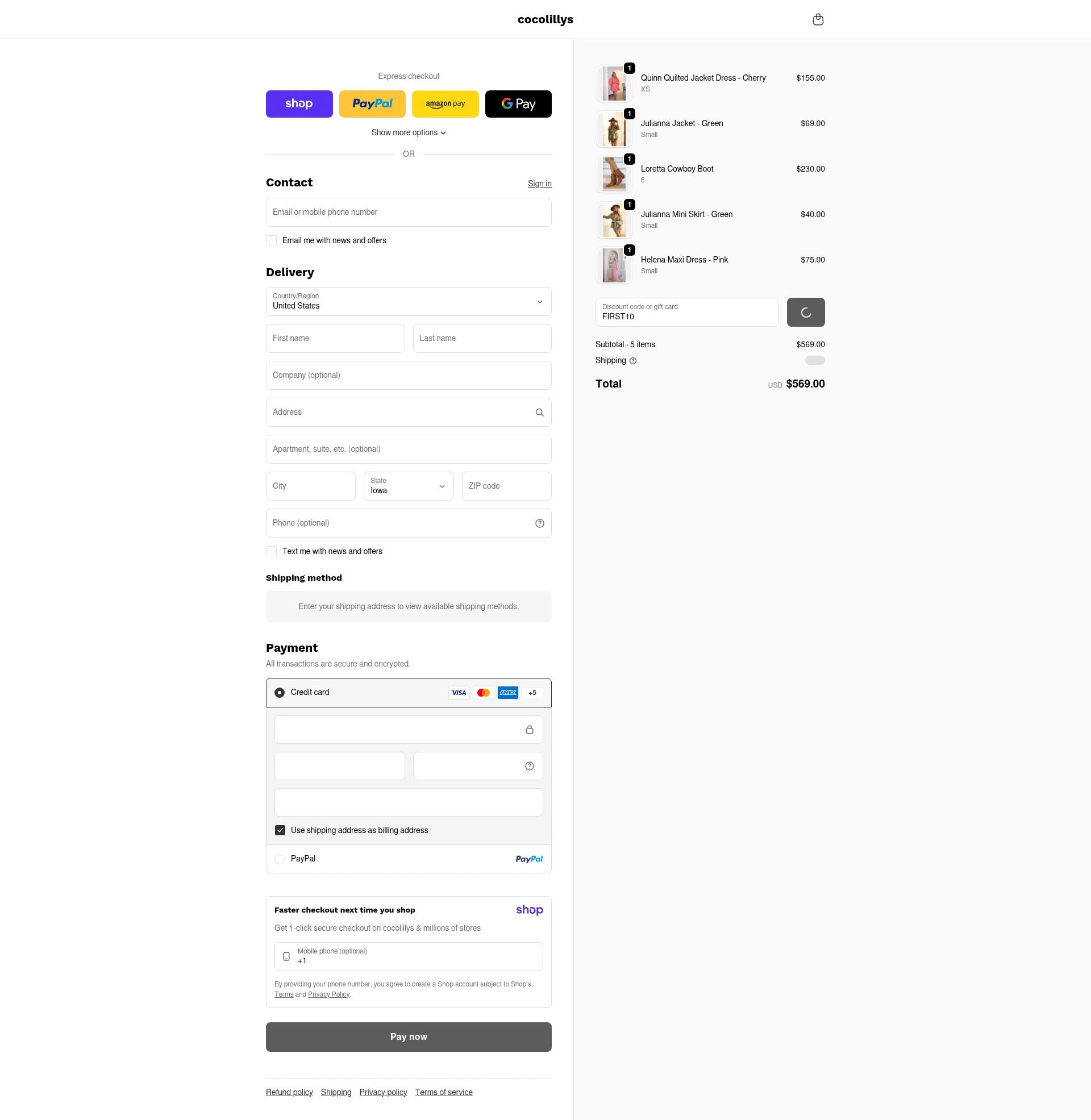 Cocolillys checkout page showing Cocolillys discount code box | Screenshot taken by SimplyCodes community member on Jan 8, 2026