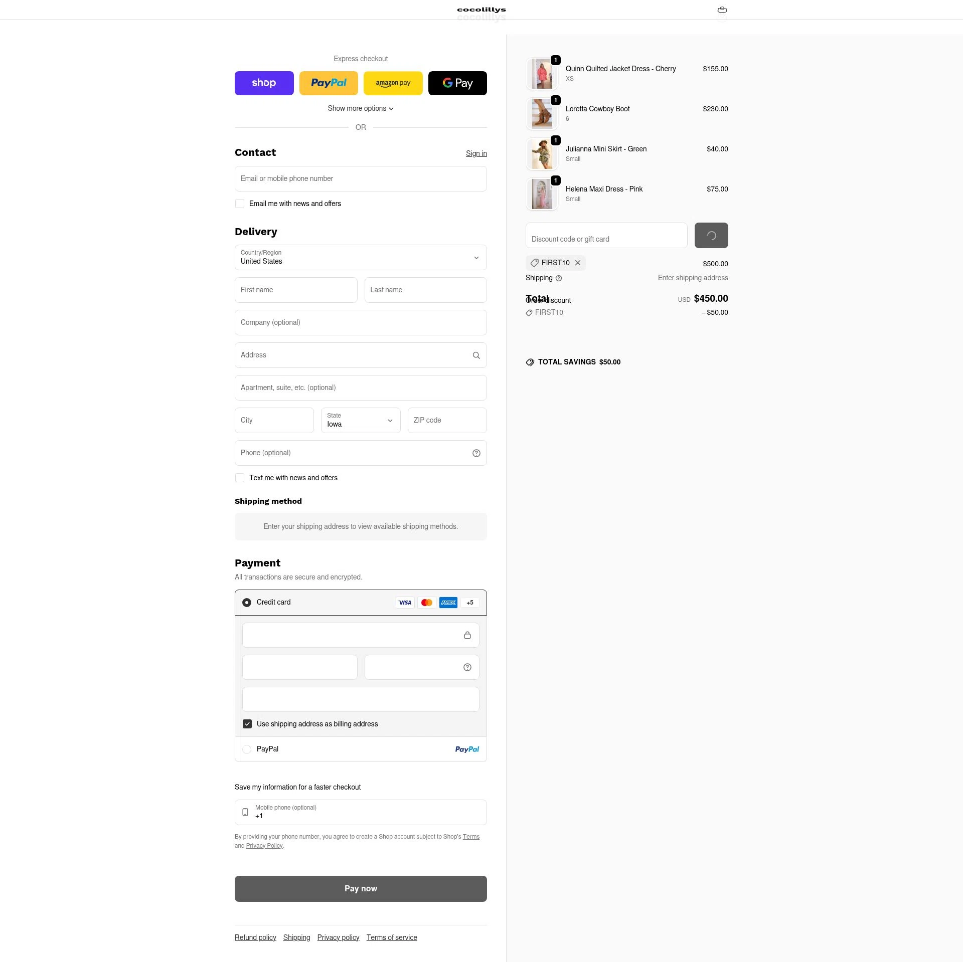 Cocolillys checkout page showing Cocolillys discount code box | Screenshot taken by SimplyCodes community member on Feb 1, 2026