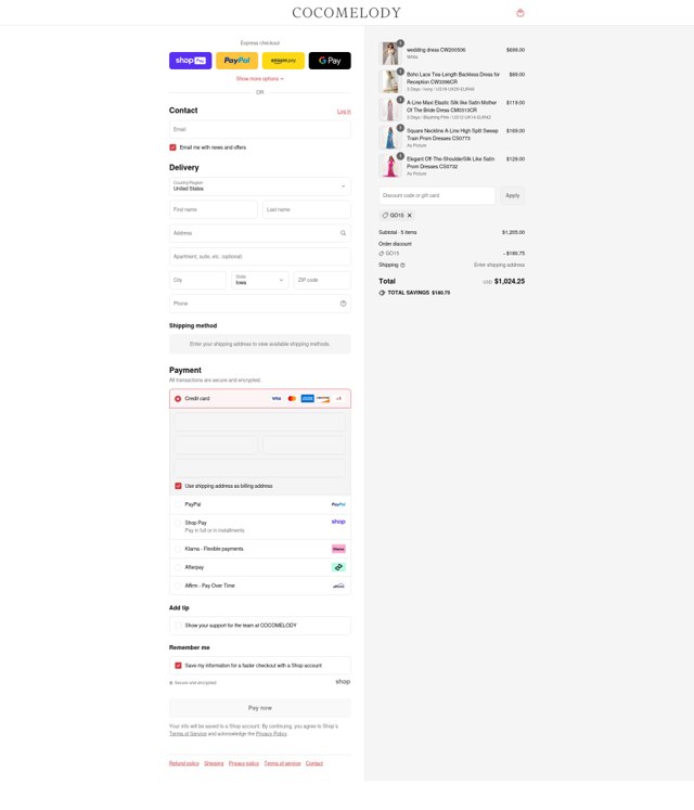 Cocomelody checkout page showing Cocomelody promo code box | Screenshot taken by SimplyCodes community member on Aug 26, 2025