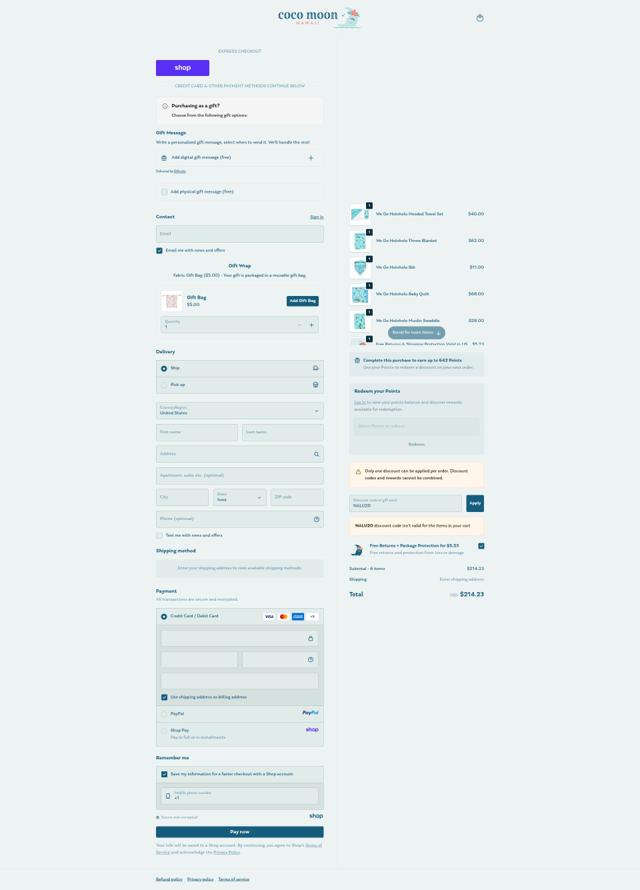 Coco Moon checkout page showing Coco Moon discount code box | Screenshot taken by SimplyCodes community member on Sep 20, 2025