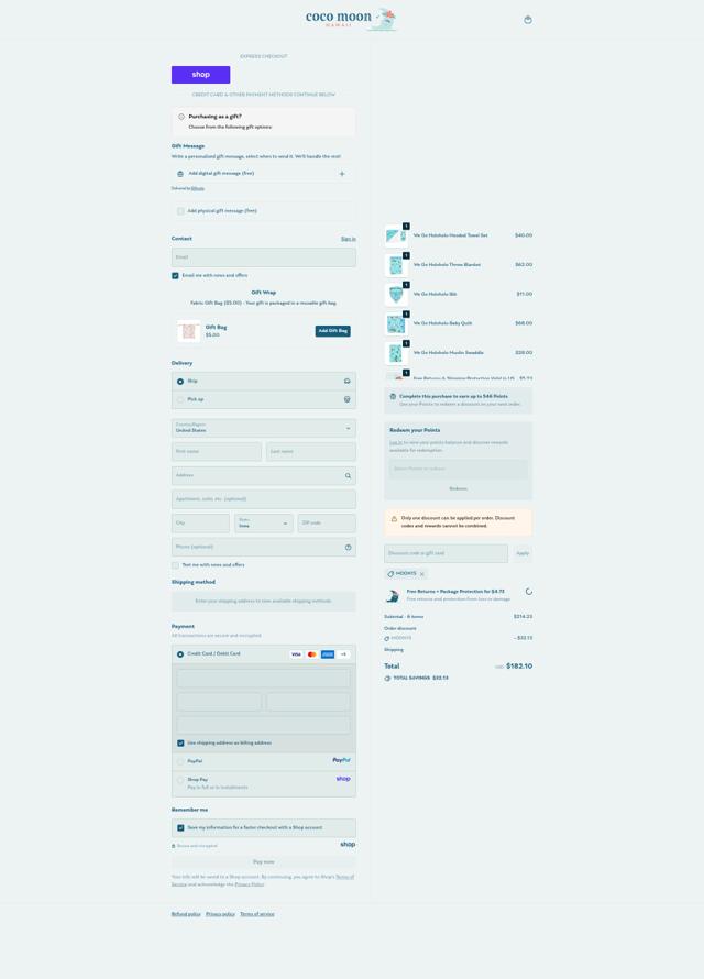 Coco Moon checkout page showing Coco Moon discount code box | Screenshot taken by SimplyCodes community member on Sep 20, 2025