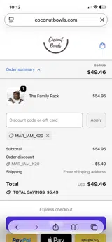 MAR_IAM_K20 coupon verification screenshot
