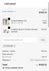 Cocunat Store coupon verification screenshot
