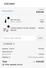 Cocunat Store coupon verification screenshot