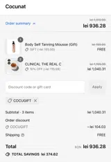 Cocunat Store coupon verification screenshot