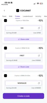 Cocunat Store coupon verification screenshot