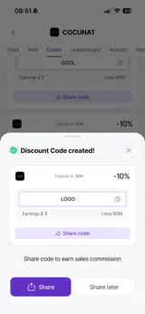 Cocunat Store coupon verification screenshot