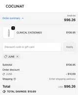Cocunat Store coupon verification screenshot