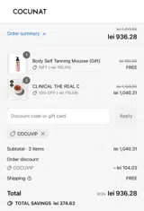 Cocunat Store coupon verification screenshot
