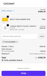 Cocunat Store coupon verification screenshot