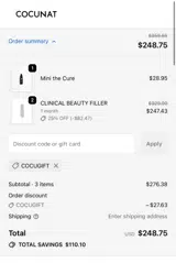 Cocunat Store coupon verification screenshot