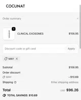 Cocunat Store coupon verification screenshot