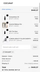 Cocunat Store coupon verification screenshot