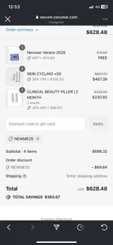 Cocunat Store coupon verification screenshot