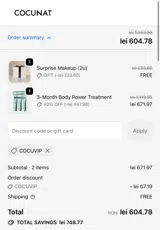 Cocunat Store coupon verification screenshot