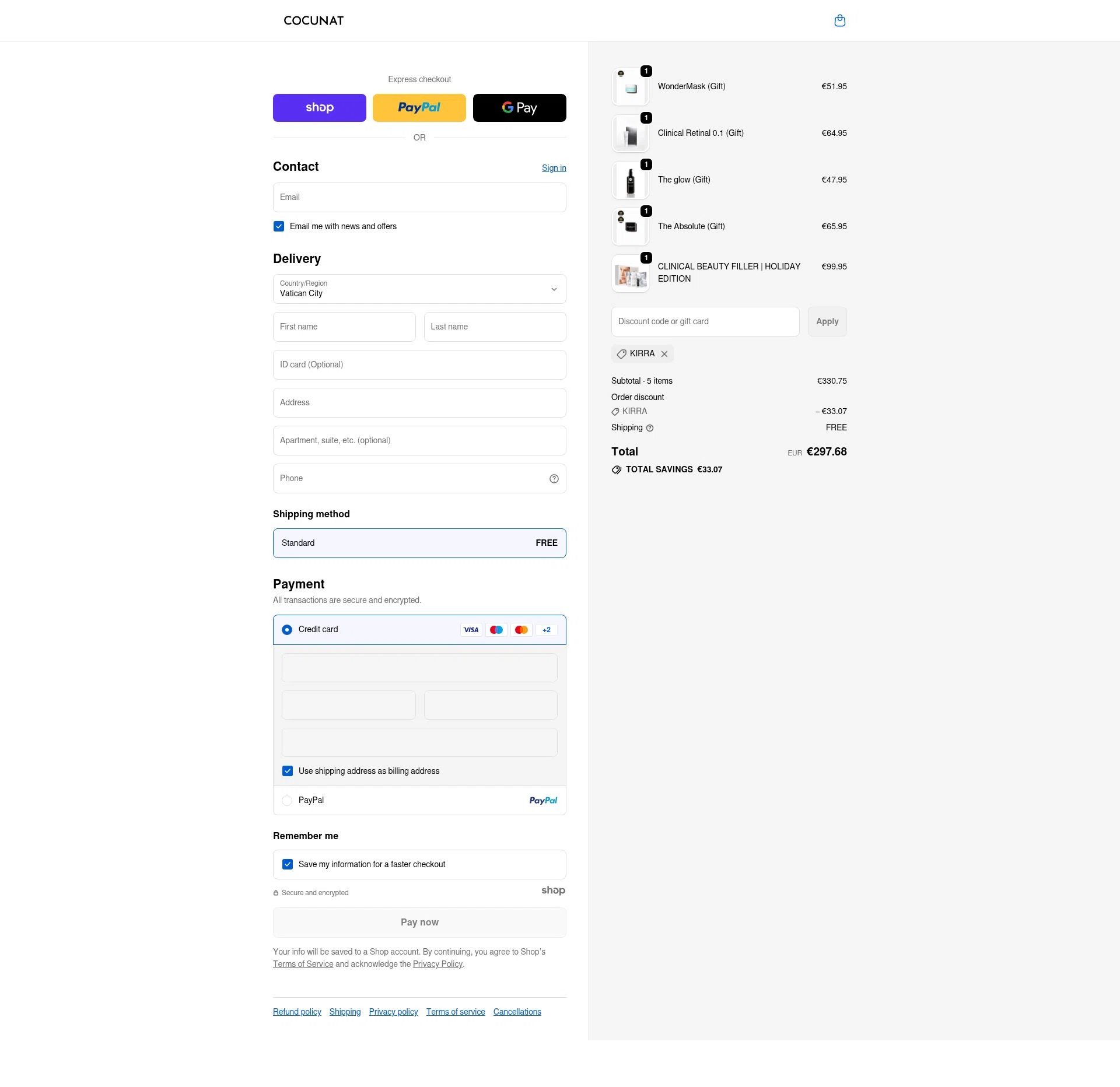 Cocunat Store checkout page showing Cocunat Store promo code box | Screenshot taken by SimplyCodes community member on Dec 18, 2025