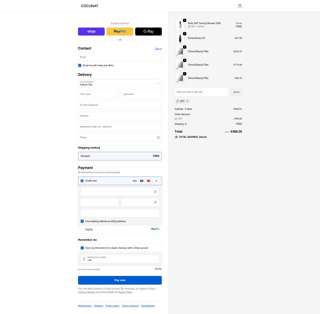 Cocunat Store checkout page showing Cocunat Store promo code box | Screenshot taken by SimplyCodes community member on Sep 21, 2025