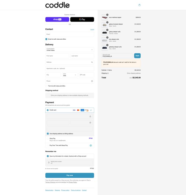 Coddle checkout page showing Coddle discount code box | Screenshot taken by SimplyCodes community member on Aug 24, 2025