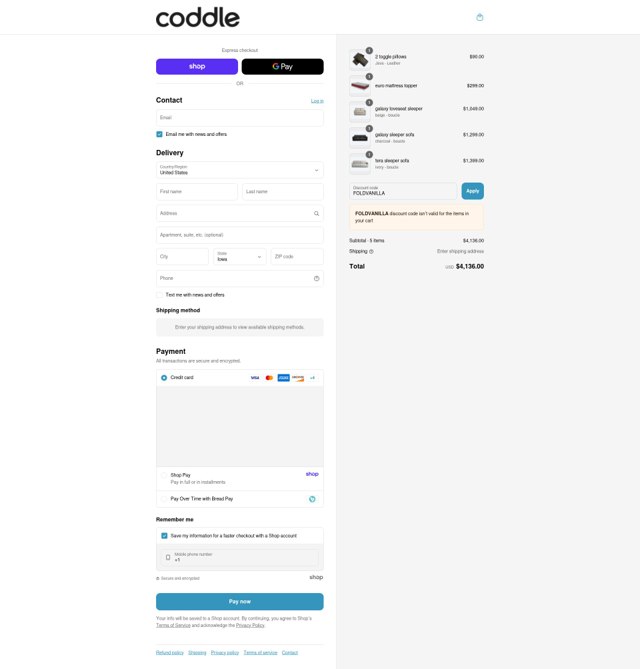 Coddle checkout page showing Coddle discount code box | Screenshot taken by SimplyCodes community member on Sep 2, 2025
