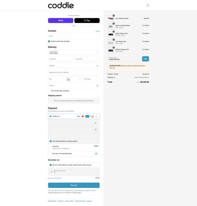 Coddle checkout page showing Coddle discount code box | Screenshot taken by SimplyCodes community member on Aug 28, 2025