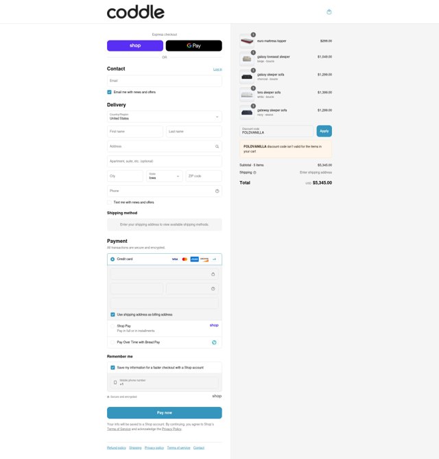 Coddle checkout page showing Coddle discount code box | Screenshot taken by SimplyCodes community member on Aug 28, 2025
