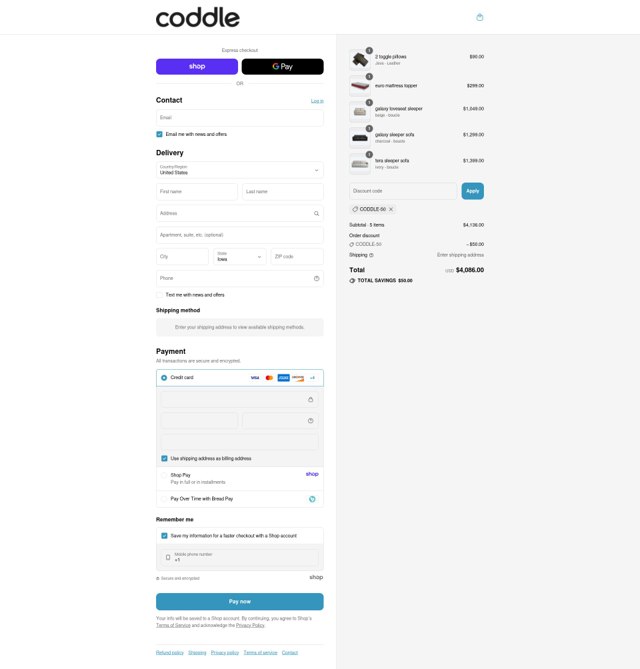 Coddle checkout page showing Coddle discount code box | Screenshot taken by SimplyCodes community member on Sep 2, 2025