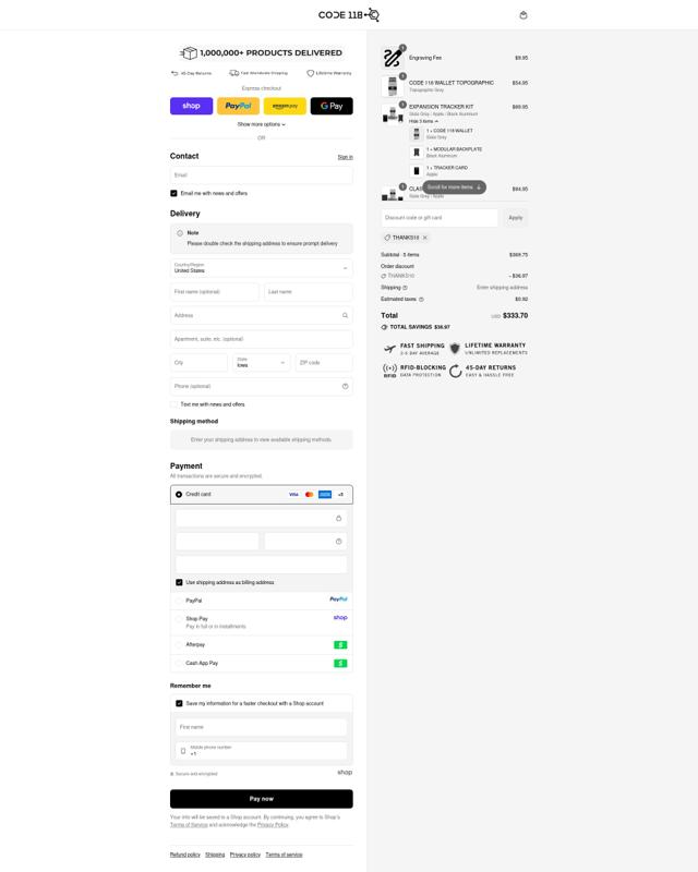 CODE 118 checkout page showing CODE 118 discount code box | Screenshot taken by SimplyCodes community member on Sep 13, 2025