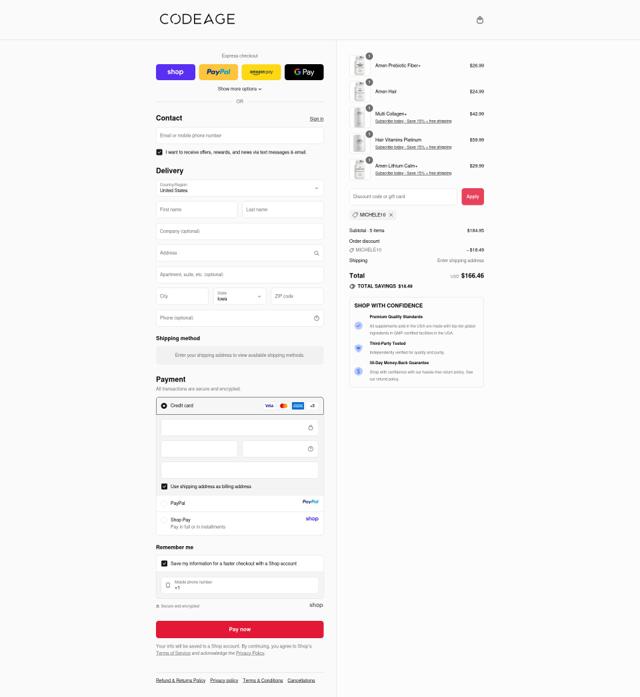 Codeage checkout page showing Codeage discount code box | Screenshot taken by SimplyCodes community member on Sep 10, 2025