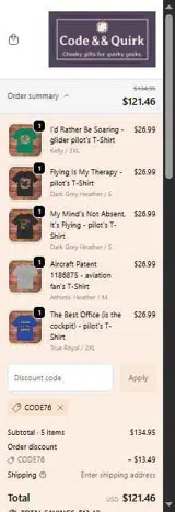 CODE76 coupon verification screenshot
