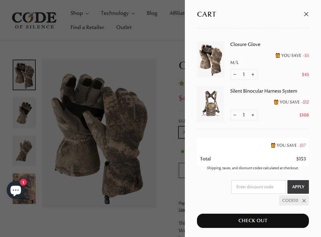 Code of Silence checkout page showing Code of Silence discount code box | Screenshot taken by SimplyCodes community member on Aug 26, 2025