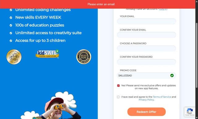 CodeSpark checkout page showing CodeSpark promo code box | Screenshot taken by SimplyCodes community member on Aug 28, 2025