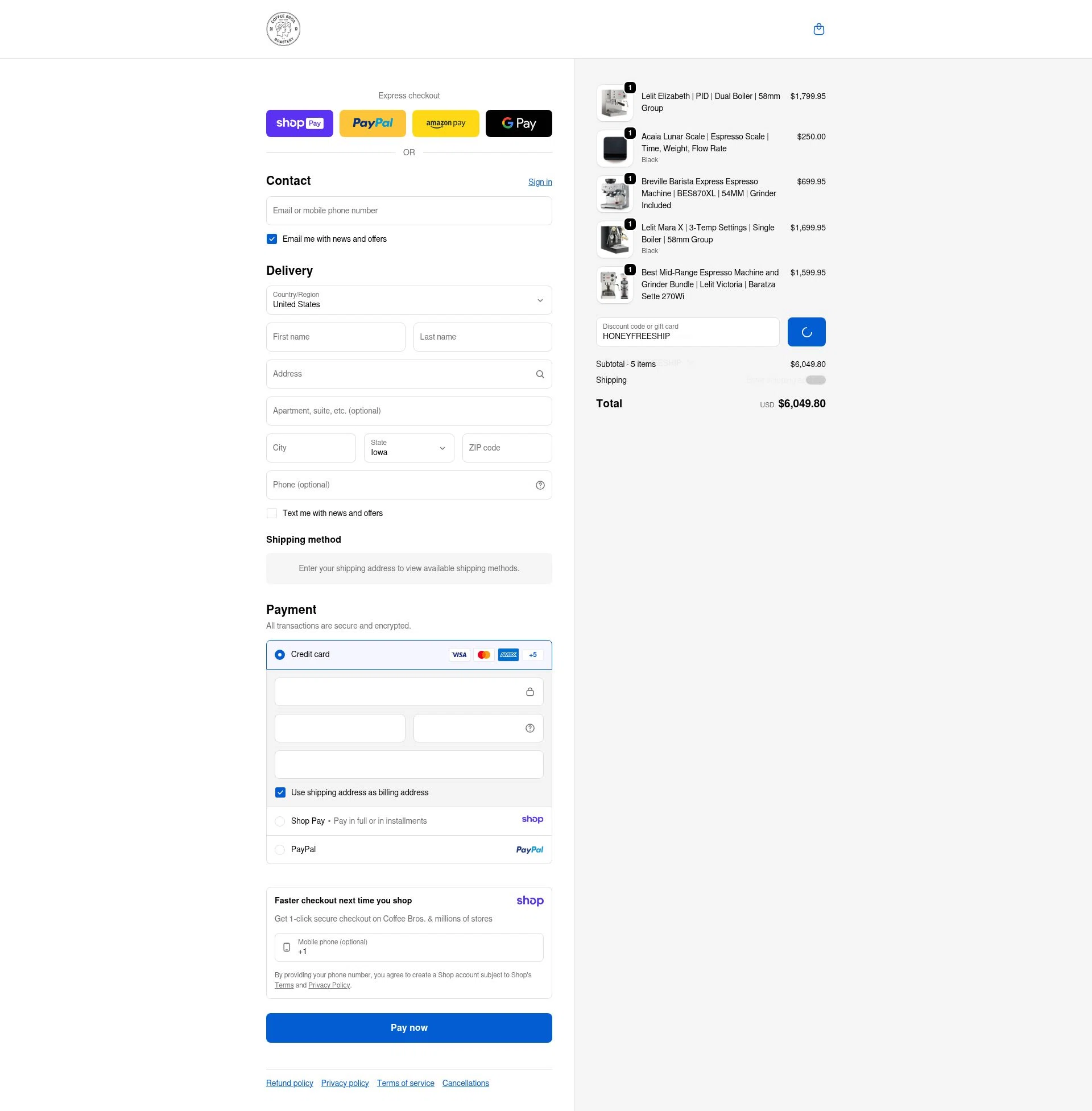 Coffee Bros. checkout page showing Coffee Bros. discount code box | Screenshot taken by SimplyCodes community member on Jan 11, 2026