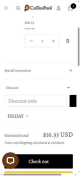 FRIDAY coupon verification screenshot