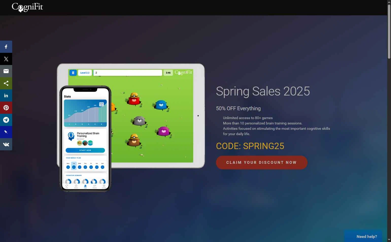 CogniFit checkout page showing CogniFit promo code box | Screenshot taken by SimplyCodes community member on Dec 25, 2025