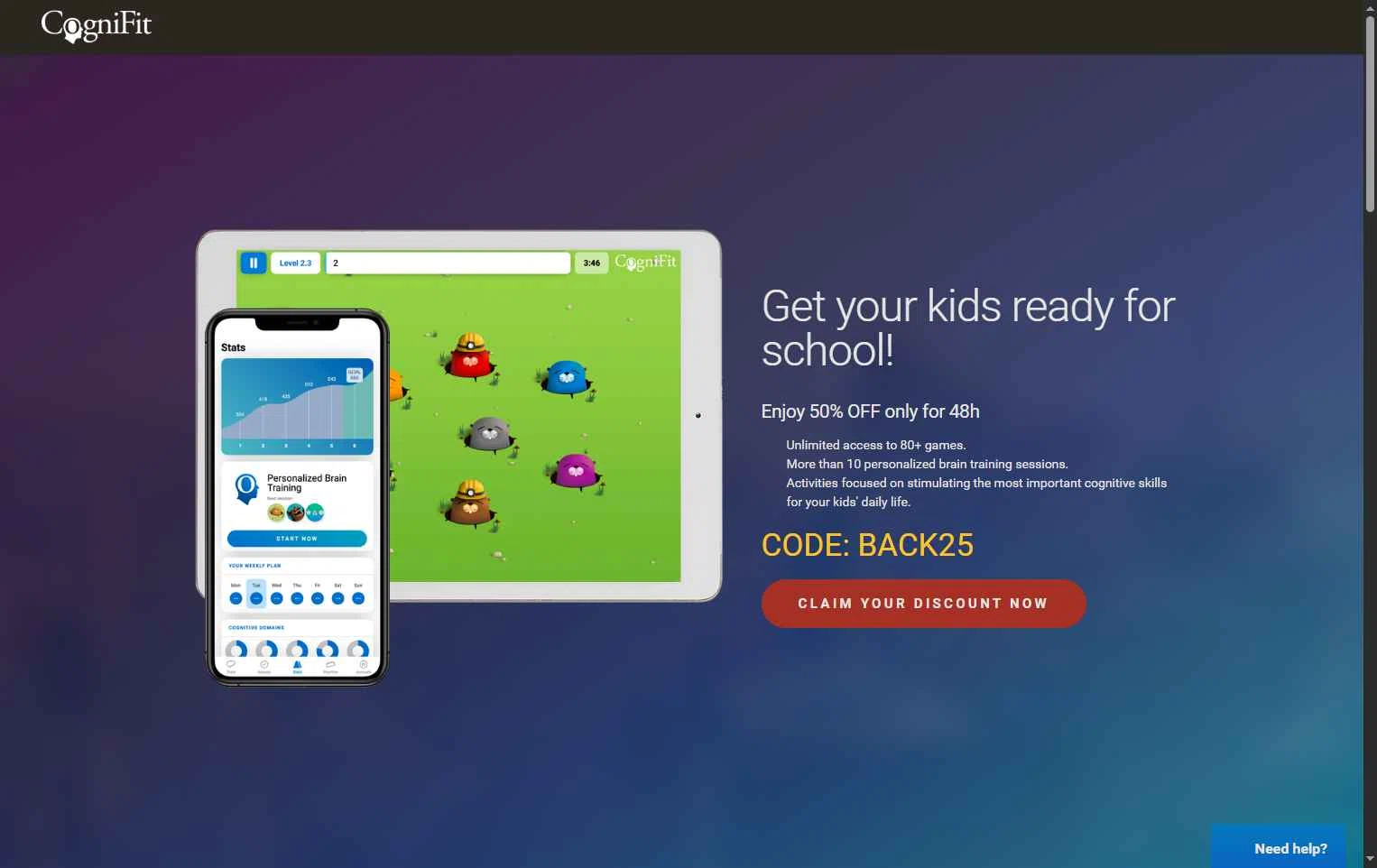 CogniFit checkout page showing CogniFit promo code box | Screenshot taken by SimplyCodes community member on Nov 26, 2025
