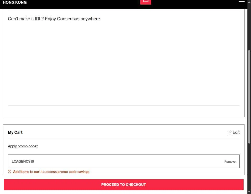 CoinDesk checkout page showing CoinDesk promo code box | Screenshot taken by SimplyCodes community member on Sep 5, 2025