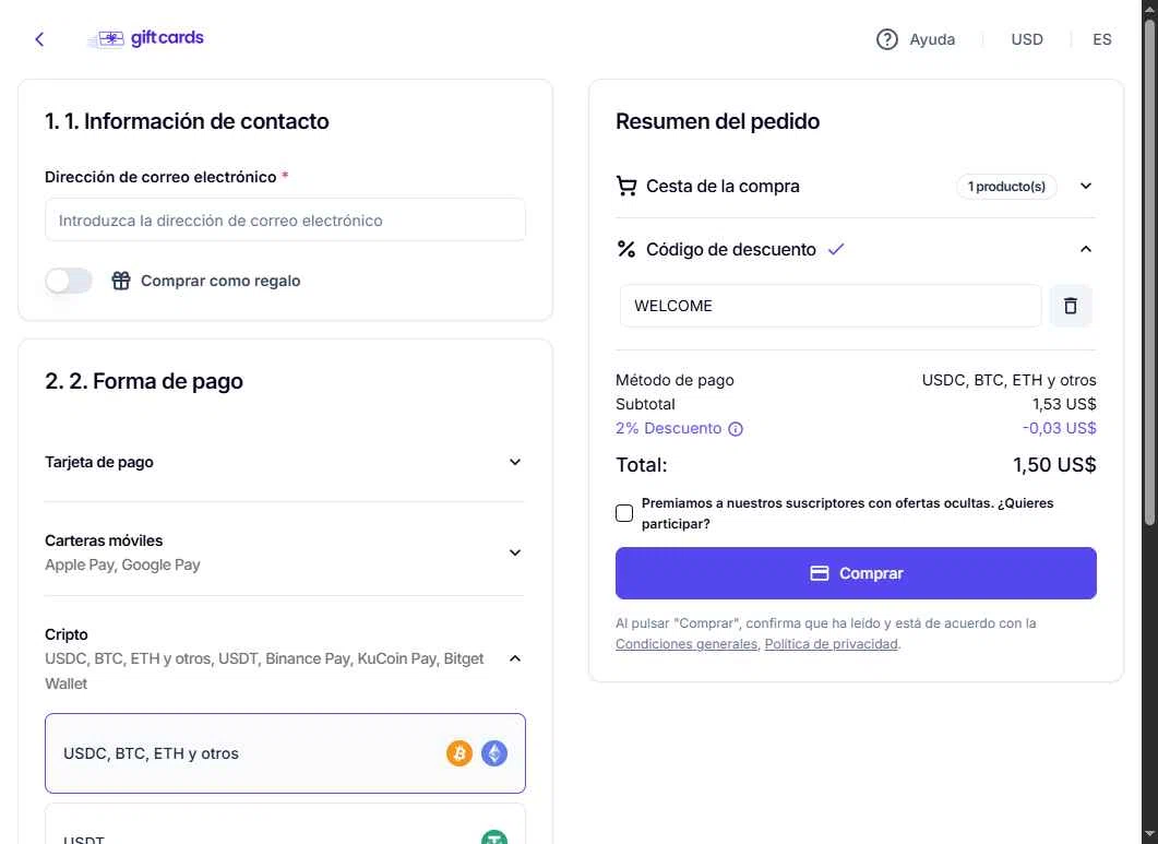 Coingate checkout page showing Coingate promo code box | Screenshot taken by SimplyCodes community member on Nov 9, 2025