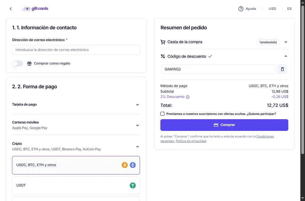 Coingate checkout page showing Coingate promo code box | Screenshot taken by SimplyCodes community member on Dec 11, 2025