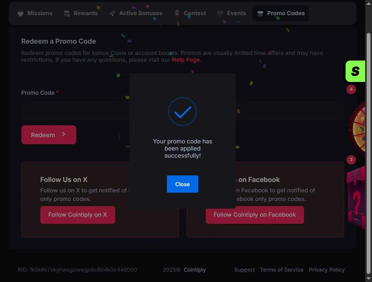 Cointiply checkout page showing Cointiply promo code box | Screenshot taken by SimplyCodes community member on Nov 17, 2025