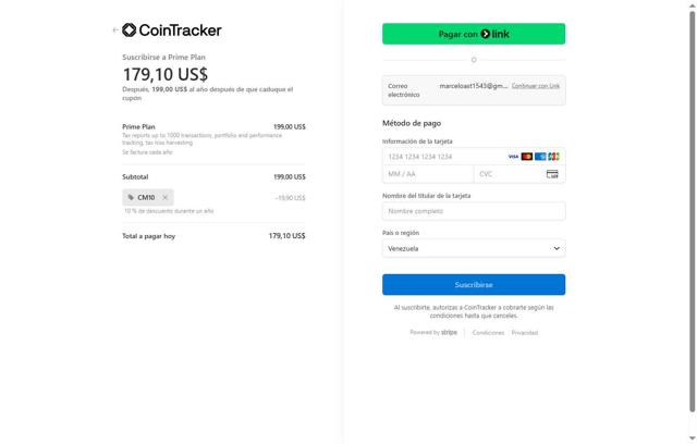 CoinTracker checkout page showing CoinTracker promo code box | Screenshot taken by SimplyCodes community member on Aug 22, 2025