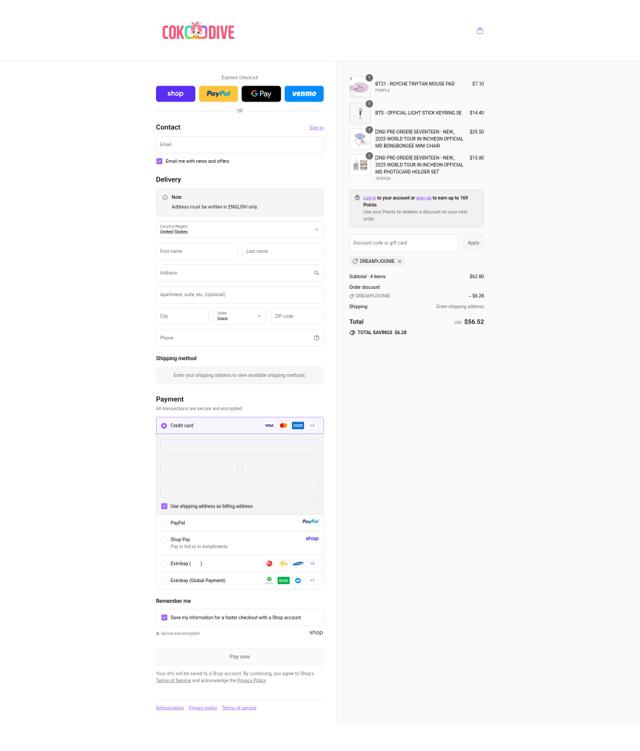 Cokodive checkout page showing Cokodive discount code box | Screenshot taken by SimplyCodes community member on Sep 15, 2025