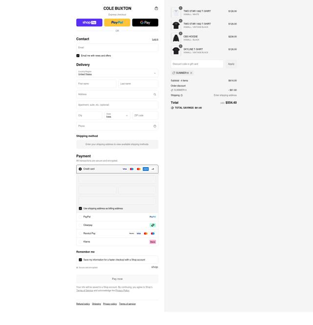 Cole Buxton checkout page showing Cole Buxton discount code box | Screenshot taken by SimplyCodes community member on Aug 17, 2025