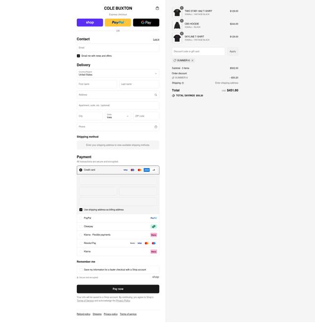 Cole Buxton checkout page showing Cole Buxton discount code box | Screenshot taken by SimplyCodes community member on Sep 8, 2025