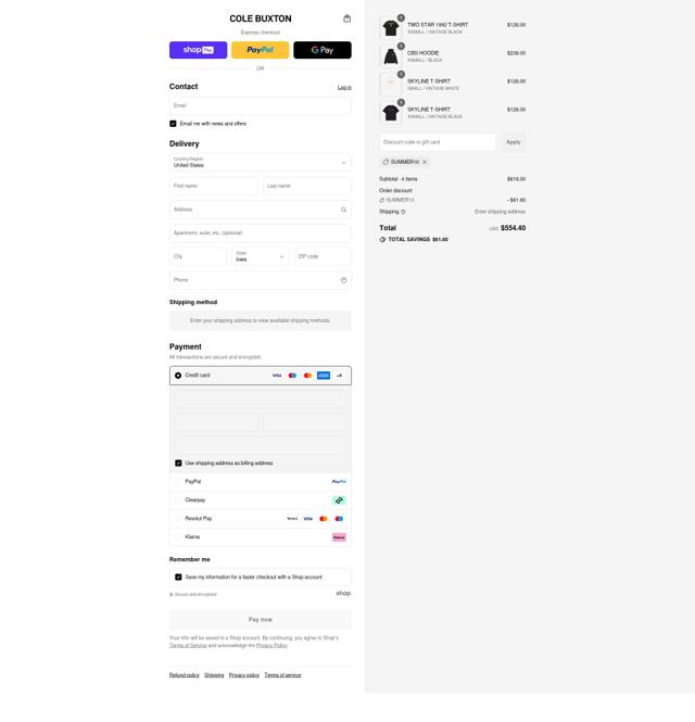 Cole Buxton checkout page showing Cole Buxton discount code box | Screenshot taken by SimplyCodes community member on Aug 26, 2025