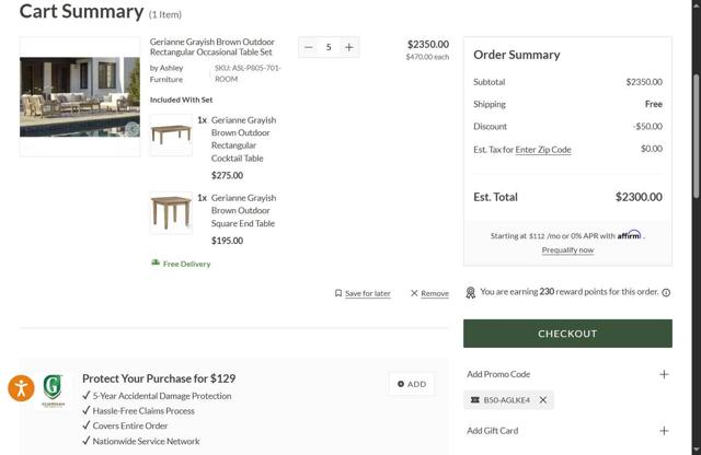 Coleman Furniture checkout page showing Coleman Furniture promo code box | Screenshot taken by SimplyCodes community member on Jun 29, 2025