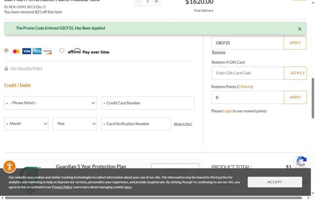 Coleman Furniture checkout page showing Coleman Furniture promo code box | Screenshot taken by SimplyCodes community member on Jul 18, 2025